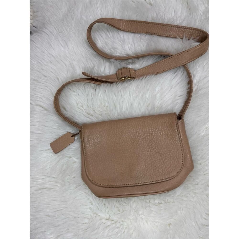 Coach Pebbled Leather Crossbody Bag in Taupe/VINTAGE